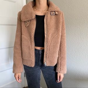 Cropped Teddy Bomber Jacket